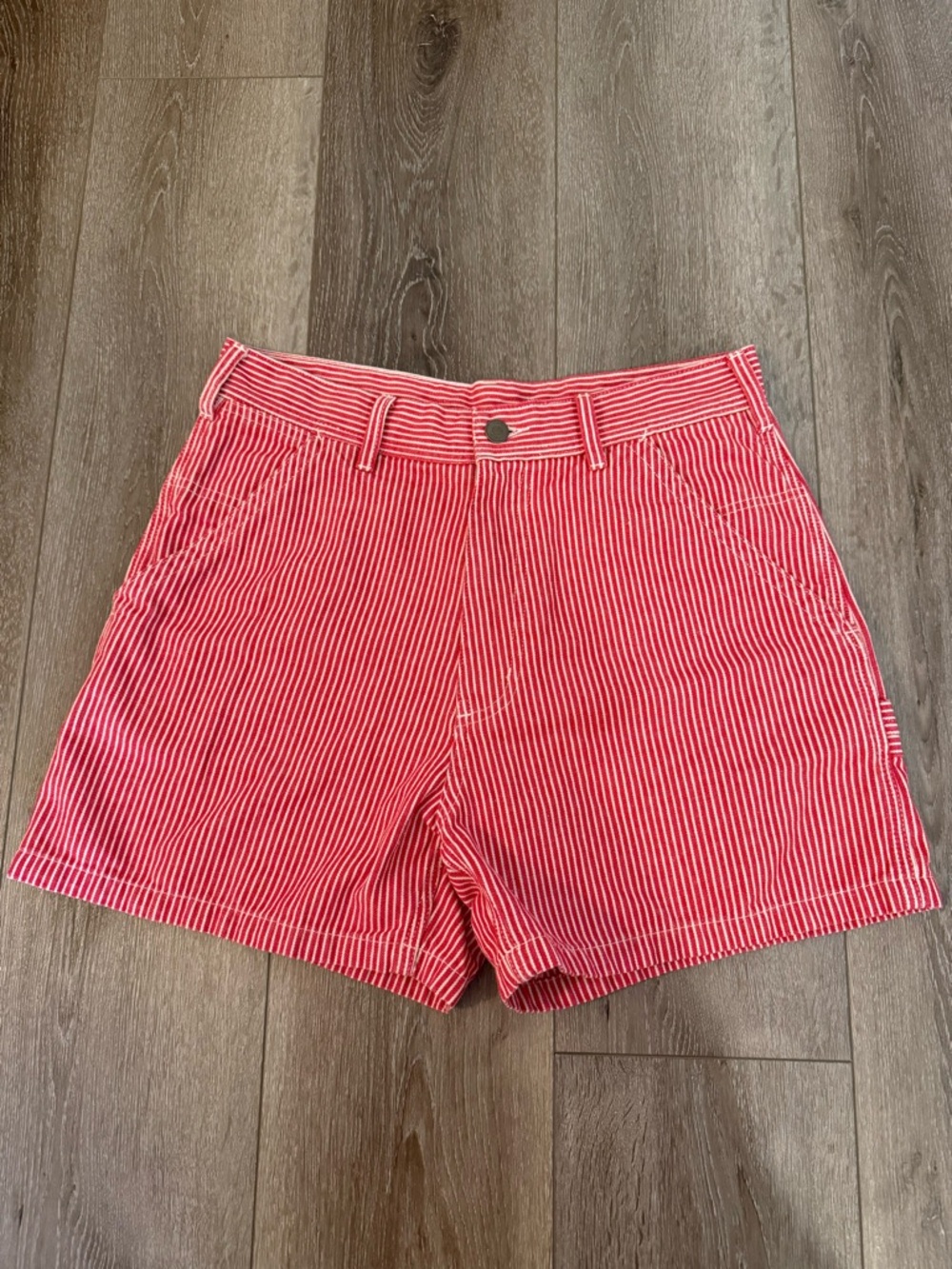 Denimist Carpenter Short Red & White Stripe Shorts Size 27 DSW1550
